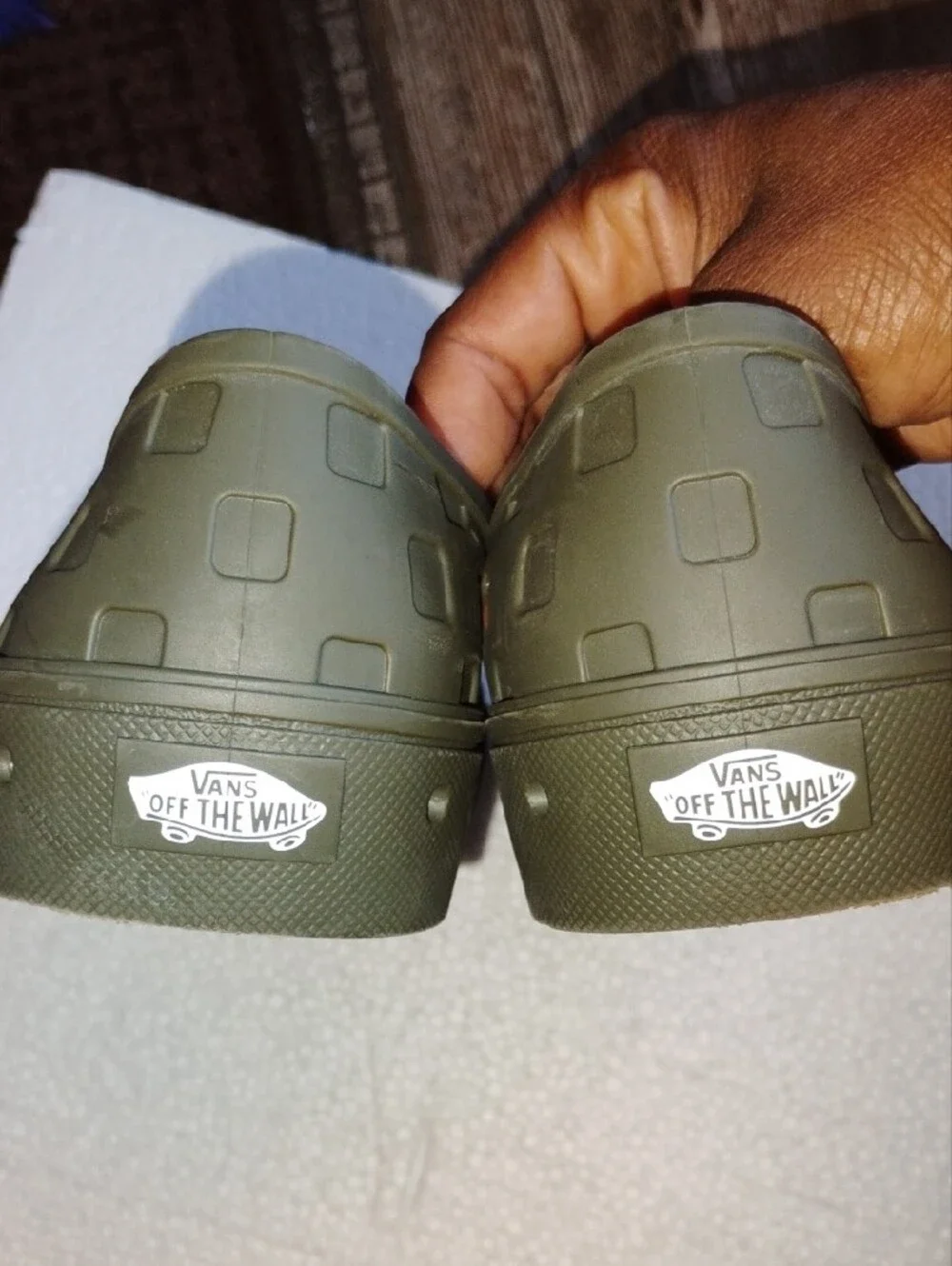 Unisex Vans Slip-On, Water-Resistant, Vented Shoe in Olive Green, Beach,Vacation